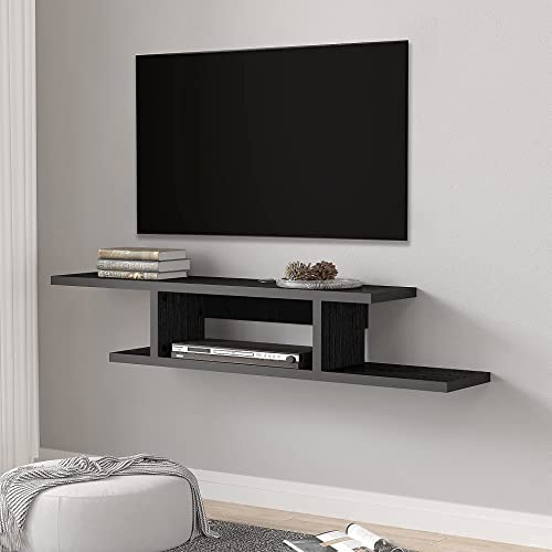 Book Cover FITUEYES Floating TV Stand Shelf Wall Mounted Entertainment Center Media Console Component,Black Grainï¼ŒDS211801WB