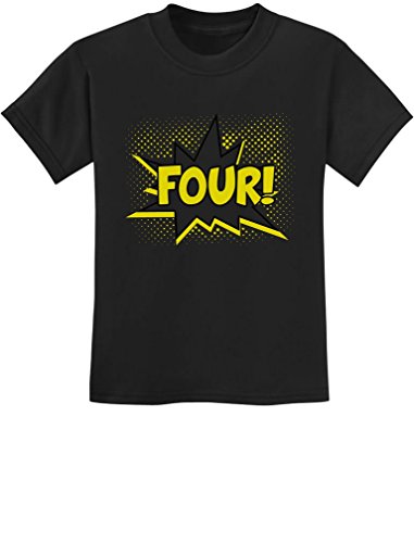 Book Cover Four! Superhero 4th Birthday Shirt 4 Years Old Gift Kids T-Shirt