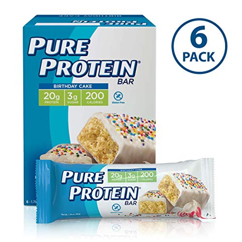Book Cover Pure Protein Bars, High Protein, Nutritious Snacks to Support Energy, Low Sugar, Gluten Free, Birthday Cake, 1.76 Ounce (Pack of 6)