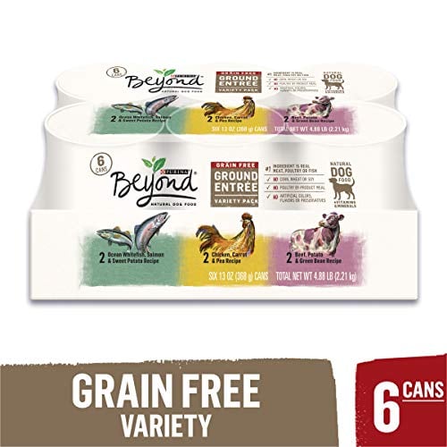 Book Cover Purina Beyond Grain Free, Natural Pate Wet Dog Food Variety Pack, Grain Free Ground Entree - (2 Packs of 6) 13 oz. Cans