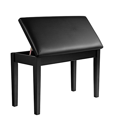 Book Cover SONGMICS Wooden Duet Piano Bench with Padded Cushion and Music Storage, Black ULPB75BK