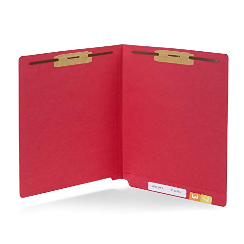 Book Cover 50 Red End Tab Fastener File Folders- Reinforced Straight Cut Tab- Durable 2 Prongs Designed to Organize Standard Medical Files, Receipts, Office Reports, and More - Letter Size, Red, 50 Pack