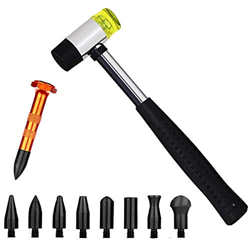 Book Cover JMgist Dent Repair Tools Rubber Hammer 9 Heads Tap Down Tools Paintless Dent Removal Kit