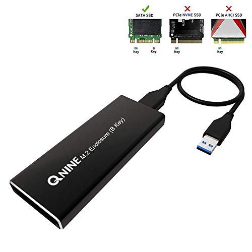 Book Cover QNINE M.2 Enclosure, M2 SATA SSD (B Key) to USB 3.0 External Case