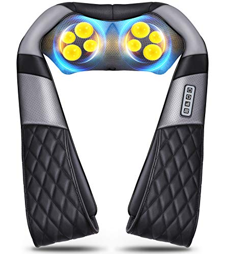 Book Cover Strap Hands-Free Neck Massager,Back Massager,with Heat and Shiatsu Kneading-3D Deep Tissue Shoulder Massager-Ideal Gifts for Women/Men-3-Years Warranty