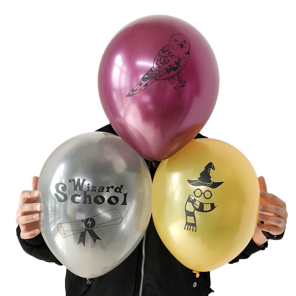 Book Cover Potter Party Birthday Balloons Wizard School Decoration Supplies, 30pcs, Latex Gold, Silver, Maroon