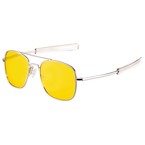 Book Cover WELUK Night Vision Driving Glasses Polarized Pilot Military Sunglasses for Men Yellow Lens Anti-Glare