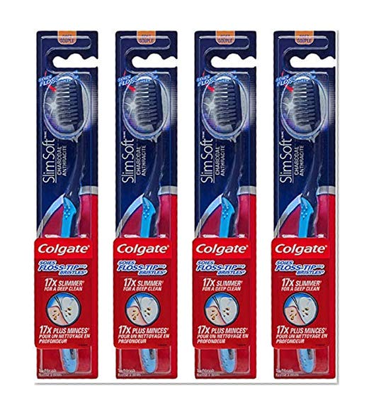 Book Cover Colgate Slim Soft Charcoal Toothbrush 17x Slimmer Tip Soft Bristles - Pack of 4