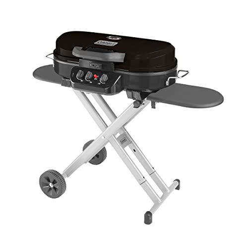 Book Cover Coleman RoadTrip 285 Portable Stand-Up Propane Grill, Gas Grill with 3 Adjustable Burners and Instastart Push-Button Ignition; Grease Tray, Side Tables, Thermometer, Folding Legs & Wheels Included
