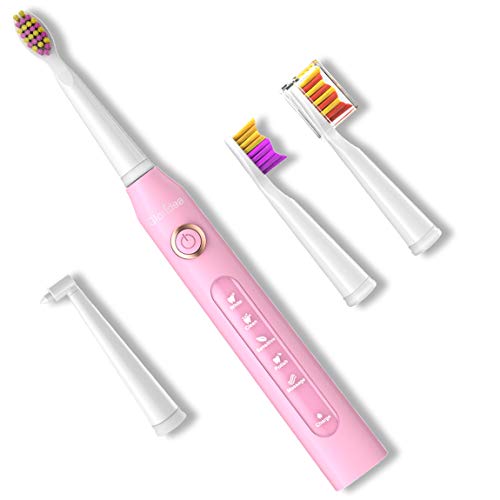 Book Cover Electric Toothbrush for Girls with 5 Super Cleaning Modes Pink Travel Toothbrush USB Rechargeable Charging 4 Hours for Using 30 Days Waterproof Sonic Toothbrushes with Timer by Gloridea