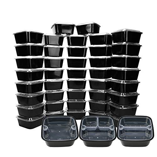 Book Cover Luxcathy 45 Pack Square Bento Box with Lids - 15 of 1 Compartment, 15 of 2 Compartment, 15 of 3 Compartment, Microwave Dishwasher Freezer Safe, BPA Free