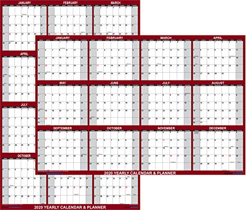 Book Cover 24x36 SwiftGlimpse 2020 Wall Calendar Erasable Large Wet & Dry Erase Laminated 12 Month Annual Yearly Planner, Reversible - Maroon