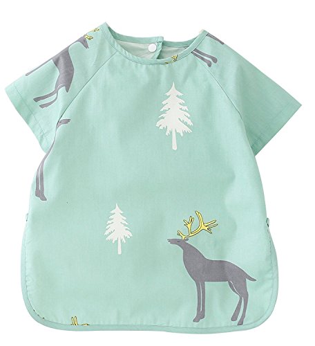 Book Cover F&C Toddler Baby Short sleeve Waterproof Sleeved Bib (Deer, 3T(90-100CM))