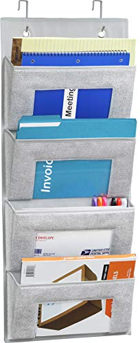 Book Cover 4 Pockets - Wall Mount/Over Door Office Supplies File Document Organizer Holder