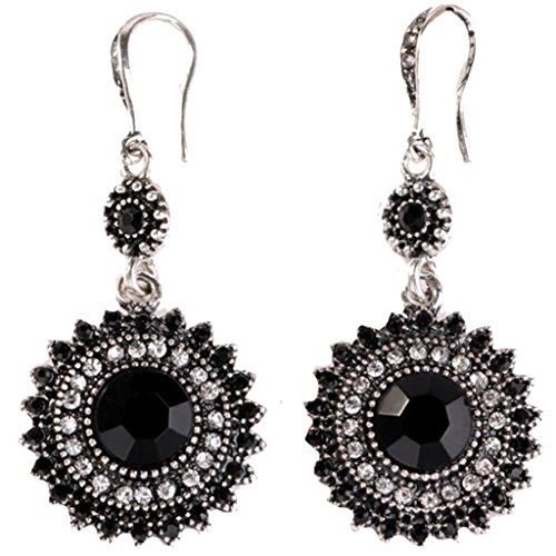 Book Cover Bohemia National Wind Restoring Ancient Ways Sunflower Earrings (Black)