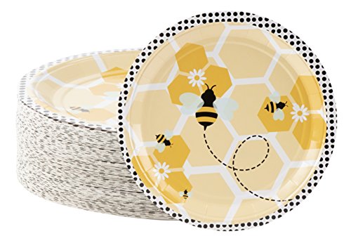 Book Cover Disposable Plates - 80-Count Paper Plates, Bumble Bee Party Supplies for Appetizer, Lunch, Dinner, and Dessert, Kids Birthdays, 9 x 9 Inches