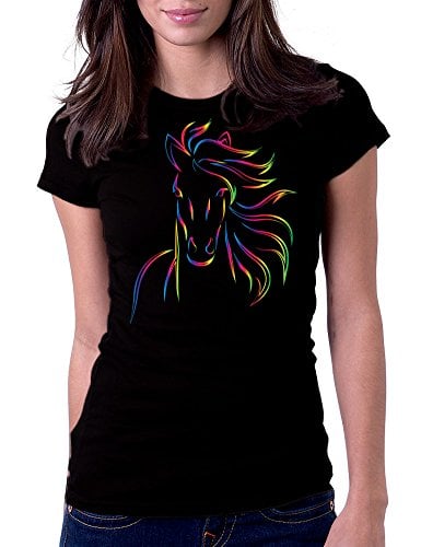 Book Cover Women's Horse Bold Color Art Design Tee T-Shirt