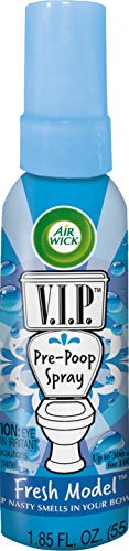 Book Cover Air Wick V.I.P. Pre-Poop Toilet Spray, Up to 100 uses, Contains Essential Oils, Fresh Model Scent, Travel size, 1.85 Fl Oz