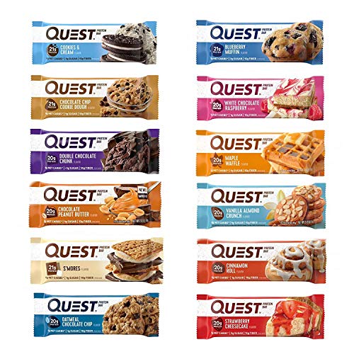 Book Cover Quest Nutrition Protein Bar Adventure Variety Pack. Low Carb Meal Replacement Bar w/ 20g+ Protein. High Fiber, Soy-Free, Gluten-Free (12 Count)