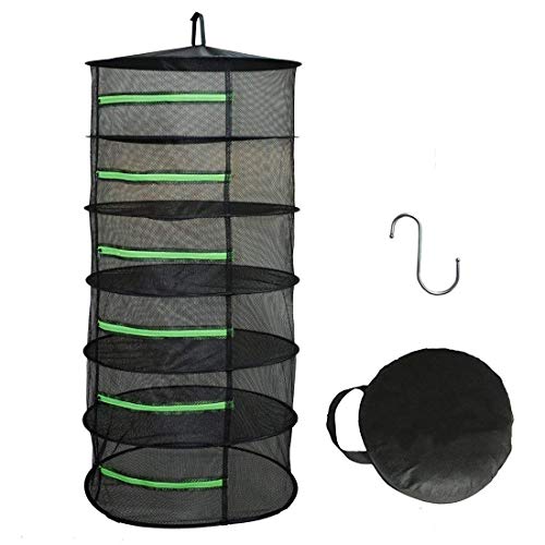 Book Cover Herb Drying Rack Net Dryer 6 Layer 2ft Black W/Green Zippers Mesh Hydroponics