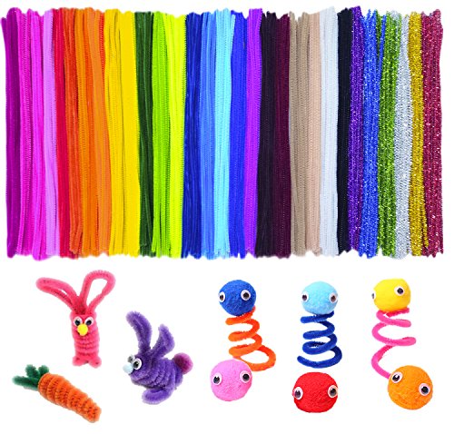 Book Cover Acerich 600 Pcs Assorted Colors Pipe Cleaners DIY Art Craft Decorations Chenille Stems (6 mm x 12 Inch)