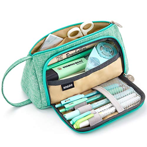 Book Cover EASTHILL Big Capacity Pencil Pen Case Bag Pouch Holder for Middle High School Office College Girl Adult Large Storage Green
