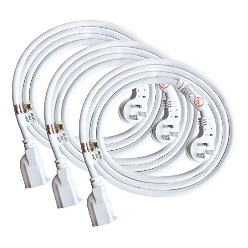 Book Cover FIRMERST 1875W Flat Plug Extension Cord 6 Feet 14 AWG 15A White, Pack of 3