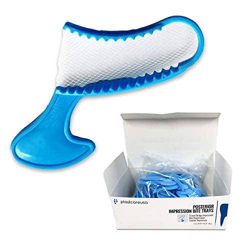 Book Cover 50 Posterior Blue Disposable Dental Bite Registration Trays, Dental Tools for Impressions, Mouth Trays for Teeth Molds, 1 Box of 50 Bite Trays