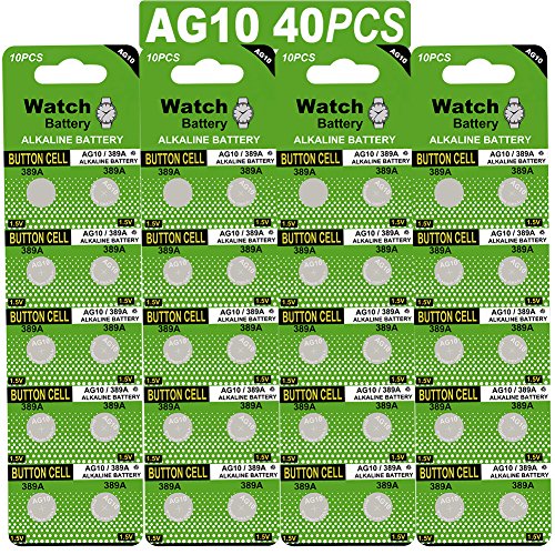 Book Cover 40 Pack Watch Alkaline Battery Button Cell LR1130 AG10 Pack of 40 Batteries