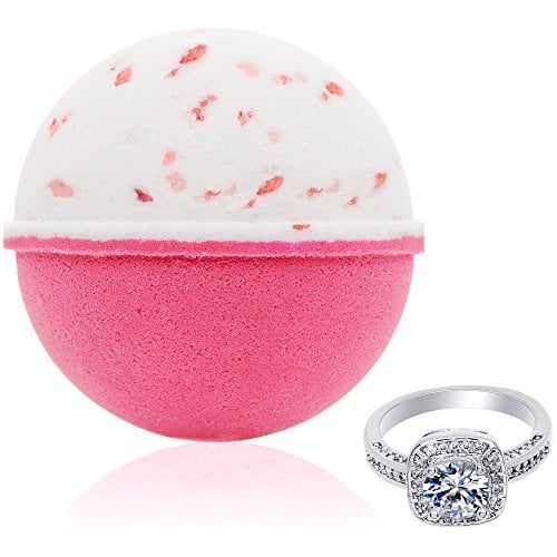 Book Cover Bath Bomb with Surprise Size Ring Inside - Pink Himalayan Sea Salt Extra Large 10 oz. Bath Bombs with Jewelry - Hand Made in USA - Perfect for Spa & Bubble Bath. Great Gift for Birthday, Mothers Day