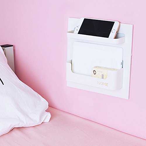 Book Cover EHKIT Bedside Shelf Accessories Organizer- Wall Mount Self Stick On,Ideal for Glasses,Remote,Earphone, Cell Phone Charger,Manicure Kit