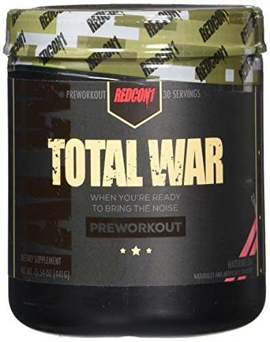 Book Cover Redcon1 Total War - Pre Workout, Watermelon (30) Servings, Boost Energy, Increase Endurance and Focus, Beta-Alanine, Caffeine