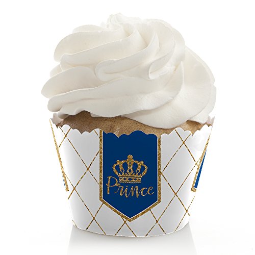 Book Cover Royal Prince Charming - Baby Shower or Birthday Party Decorations - Party Cupcake Wrappers - Set of 12