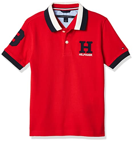 Book Cover Tommy Hilfiger Boys' Short Sleeve Matt Ivy Polo Collared Shirt, 100% Cotton, Embroidered Logo