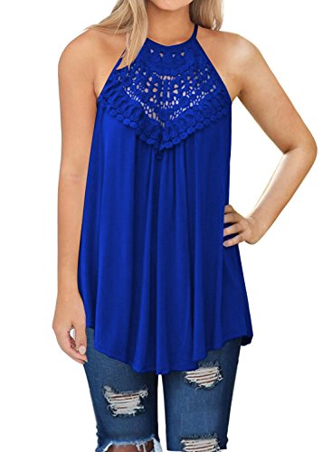 Book Cover MIHOLL Womens Summer Casual Sleeveless Tops Lace Flowy Loose Shirts Tank Tops