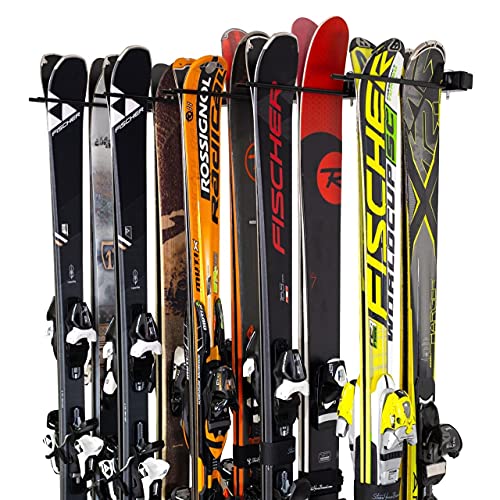 Book Cover StoreYourBoard Ski and Snowboard Wall Storage Rack, Holds 10 Pairs, Ski Wall Mount, Home and Garage Storage Hanger