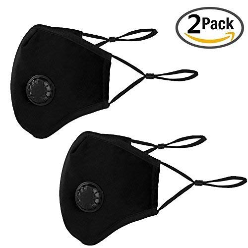 Book Cover Anti Air Dust and Smoke Pollution Mask Washable PM2.5 Masks with Adjustable Straps, Air Filter Mask for Pollution Smoke Allergy Mask for Women Man Black (2 PCS Black)