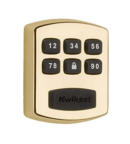 Book Cover Kwikset 99050-002 Model 905 Value Lock Keyless Entry Electronic Keypad Deadbolt for Garage or Side Door, Polished Brass
