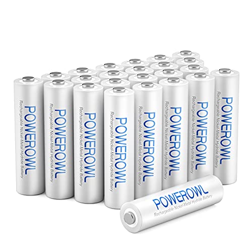 Book Cover POWEROWL AAA Rechargeable Batteries 24 Pack, High Capacity Rechargeable AAA Batteries 1000mAh 1.2V NiMH Low Self Discharge