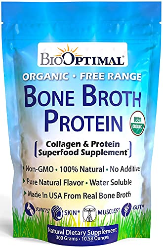 Book Cover BioOptimal Bone Broth Protein Powder, Organic Bone Broth Collagen, Chicken Bone Broth - Natural Flavor, USDA Organic, Keto & Paleo, Non-GMO, Gluten & Dairy Free