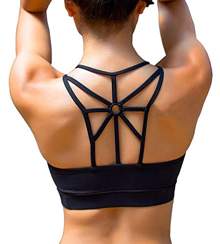 Book Cover YIANNA Sports Bras for Women Cross Back Padded Sports Bra Medium Support Workout Running Yoga Bra