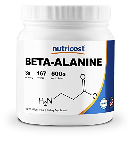 Book Cover Nutricost Beta Alanine Powder 500 Grams (1.1lbs) - Pure Beta Alanine, Gluten Free & Non-GMO