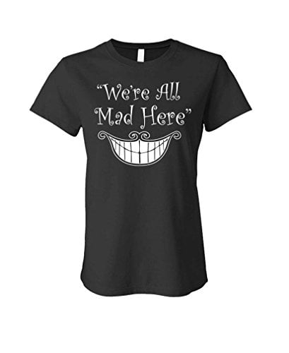 Book Cover We're All MAD HERE - Alice in Wonderland - Ladies Cotton T-Shirt