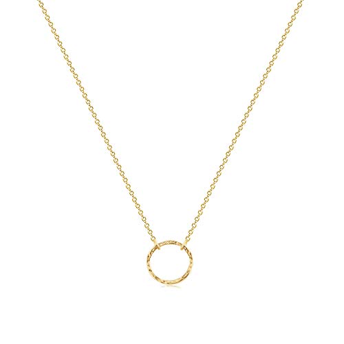 Book Cover Fettero Choker Necklace Gold Hammered Open Karma Circle Pendant 14K Gold Plated Dainty Simple Jewelry for Women