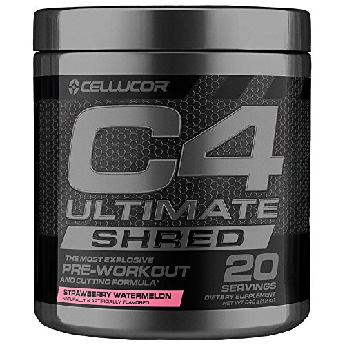 Book Cover Cellucor C4 Ultimate Shred Pre Workout Powder, Fat Burner for Men & Women, Weight Loss Supplement with Ginger Root Extract, Strawberry Watermelon, 20 Servings