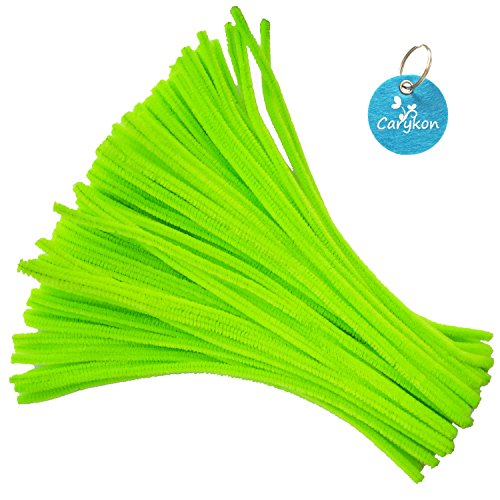 Book Cover Carykon 100 Pieces Fuzzy Chenille Stems Pipe Cleaners for Arts and Crafts (Light Green)
