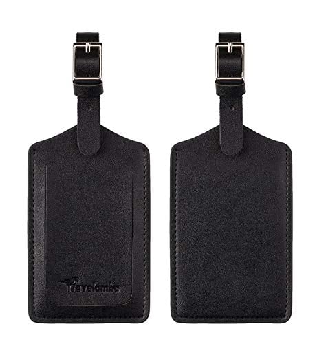 Book Cover Travelambo Leather Luggage Bag Tags (Black)