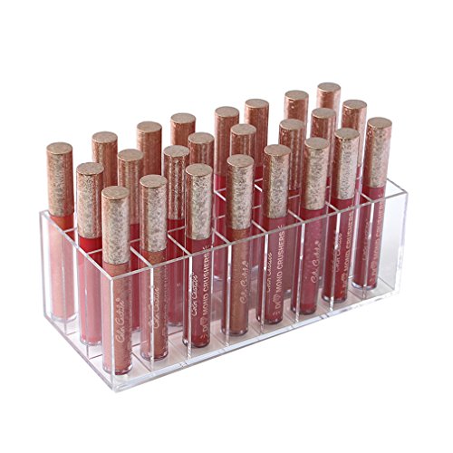 Book Cover MORDOA Lip Gloss Holder Organizer, 24 Spaces Clear Acrylic Makeup Organizer Lipgloss Display Case Box