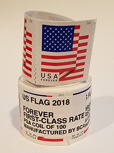 Book Cover USPS Forever Stamps, Coil of 100 US Flag Postage Stamps (2017 or 2018 Roll)
