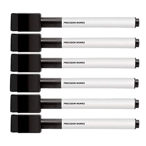 Book Cover Precision Works 6 Pack Black Dry Erase Markers With Magnetic Cap